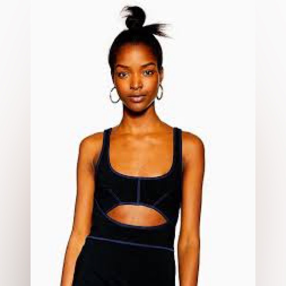 120. TopShop Black & Blue Cut-out Midi Dress 6 - Picture 3 of 11